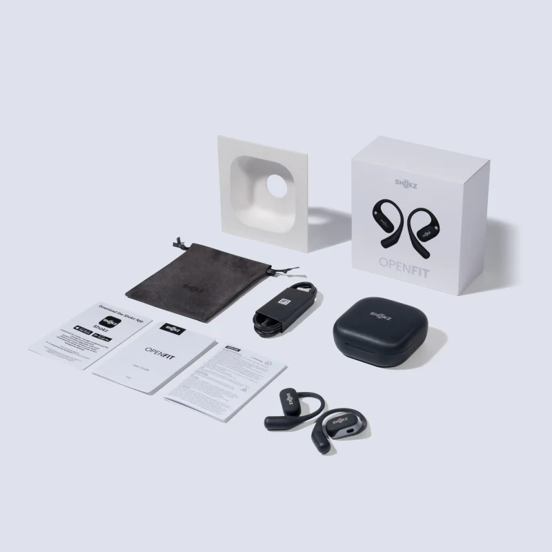 SHOKZ OpenFit Open Ear DirectPitch Bluetooth Earbuds - Black - Image 11