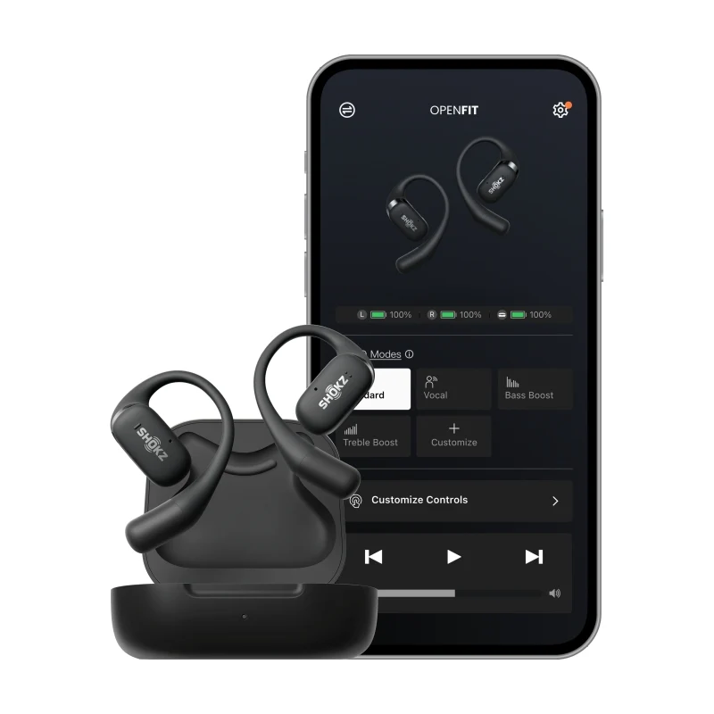 SHOKZ OpenFit Open Ear DirectPitch Bluetooth Earbuds - Black - Image 8