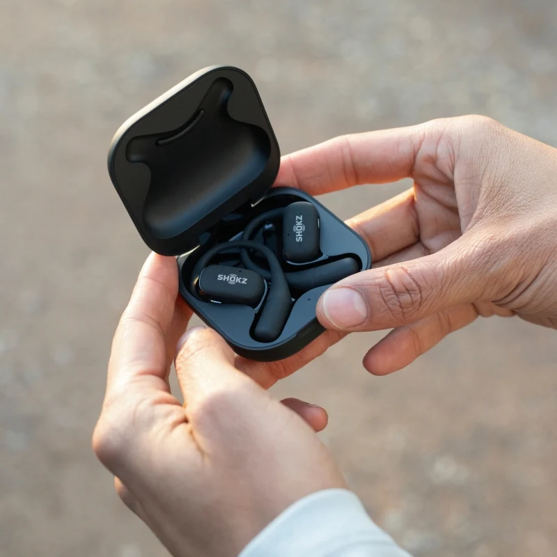 SHOKZ OpenFit Open Ear DirectPitch Bluetooth Earbuds - Black - Image 9