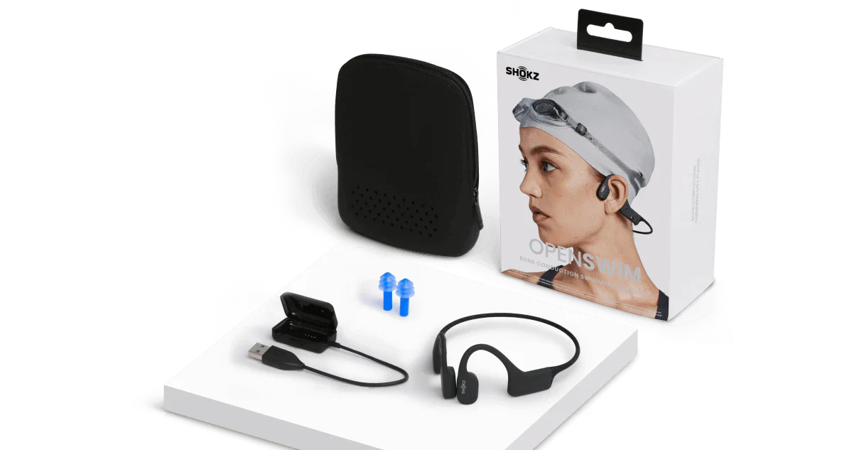 SHOKZ OpenSwim Waterproof Bone Conduction Swimming MP3 Player Headphones - Black - Image 6