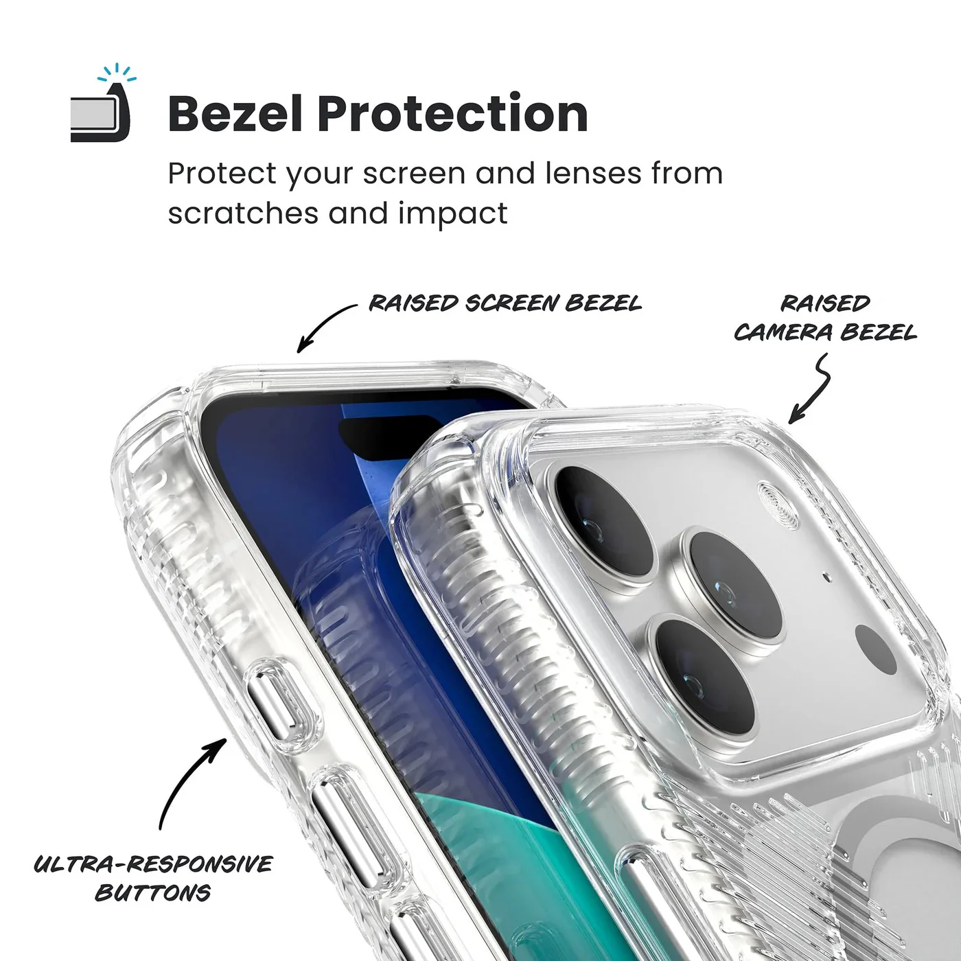 Speck Presidio Clear Grip with ClickLock - iPhone 17 Pro - Clear / Silver - Image 8