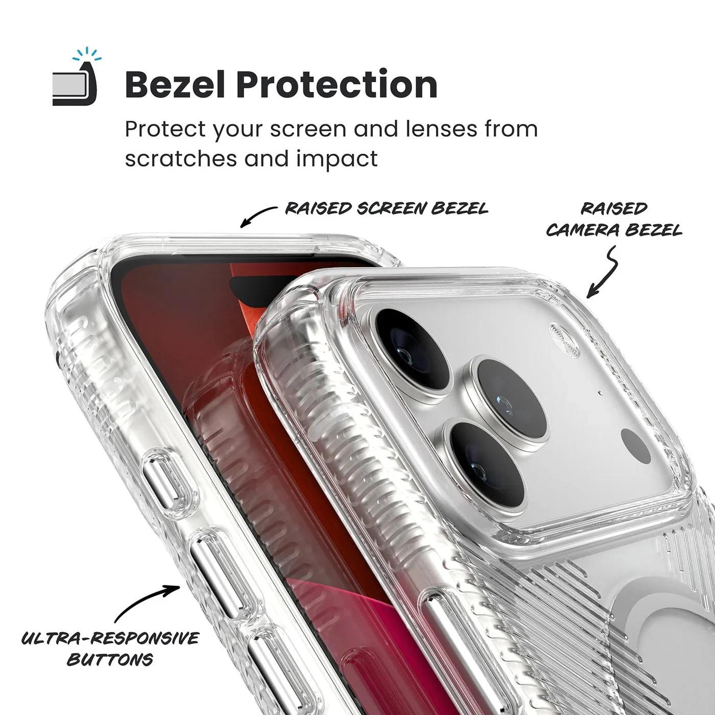 Speck Presidio Clear Grip with ClickLock - iPhone 17 Pro Max - Clear / Silver - Image 4