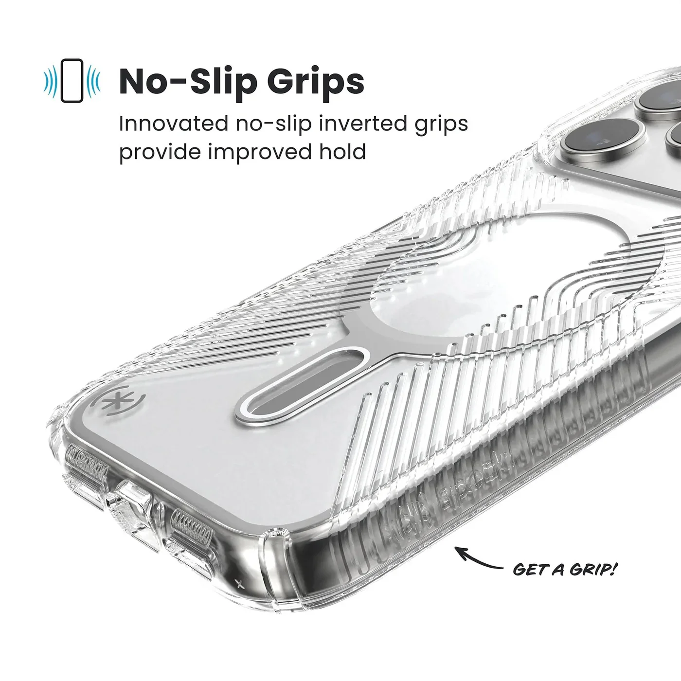 Speck Presidio Clear Grip with ClickLock - iPhone 17 Pro Max - Clear / Silver - Image 5