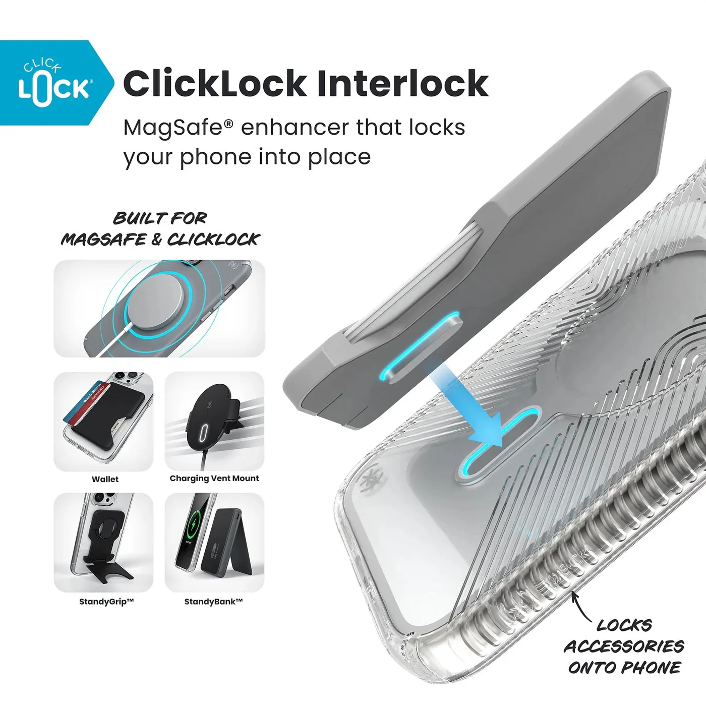Speck Presidio Clear Grip with ClickLock - iPhone 17 Pro Max - Clear / Silver - Image 6