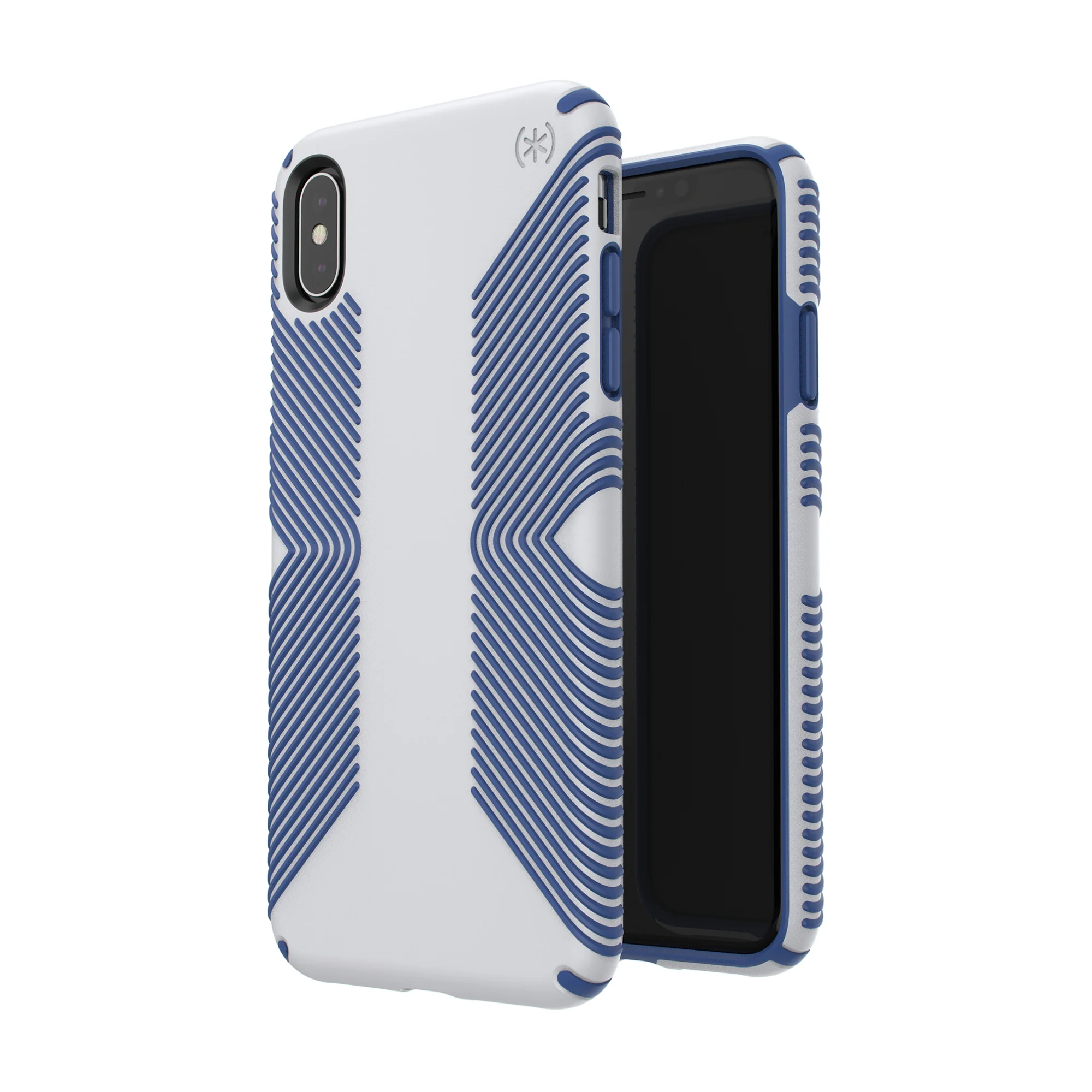 Speck Presidio Grip 3M / 10FT Drop Protection Slim Rugged Case For iPhone XS Max - Microchip Grey & Ballpoint Blue - Image 6