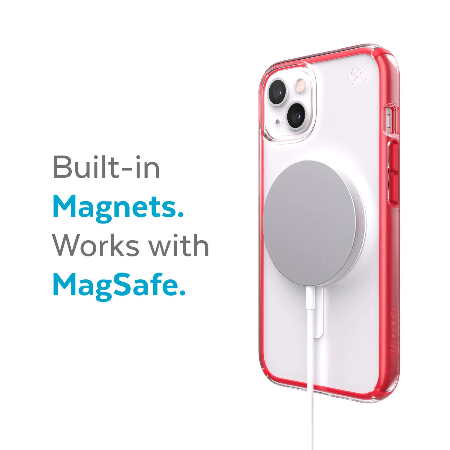 Speck Presidio Perfect Clear Impact Geometry & MagSafe Case iPhone 13 6.1 Red - Image 2