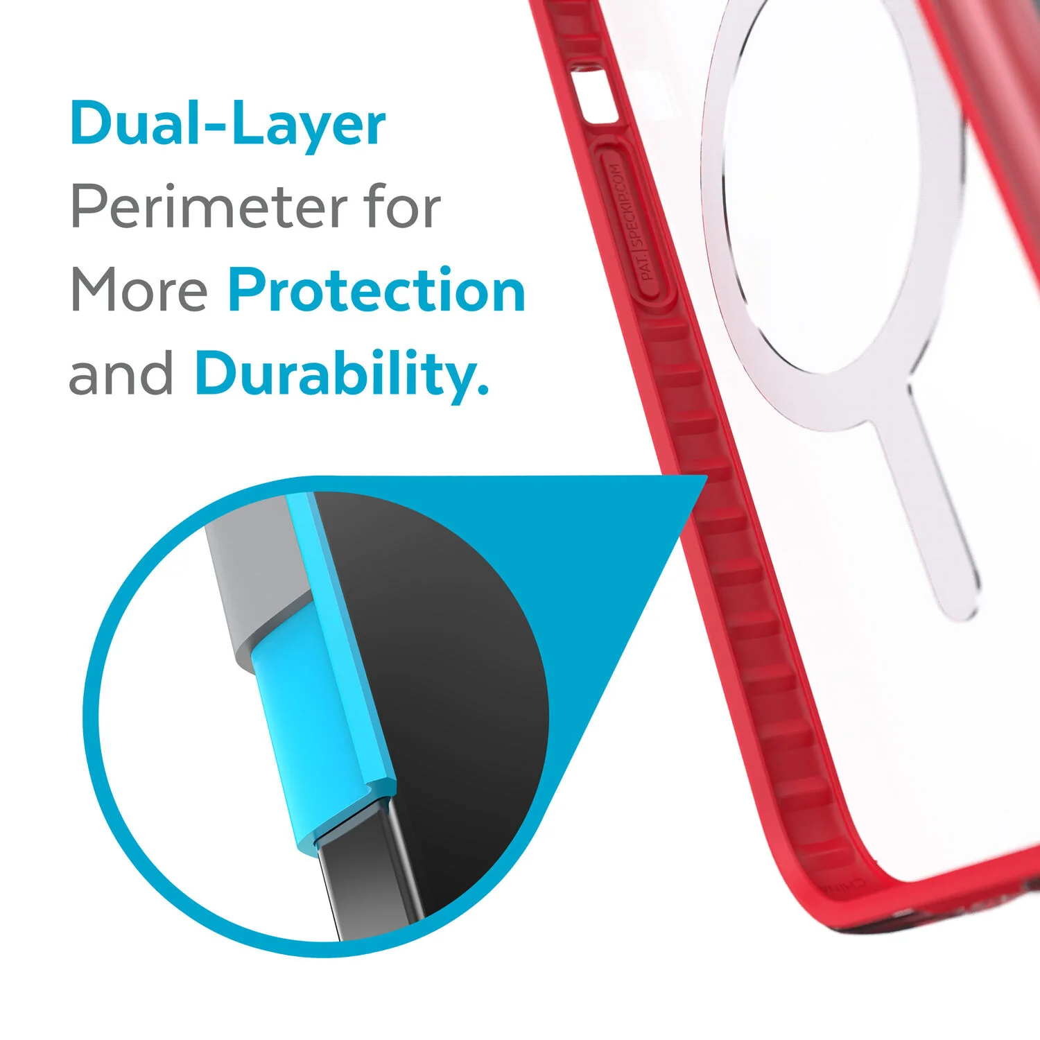 Speck Presidio Perfect Clear Impact Geometry & MagSafe Case iPhone 13 6.1 Red - Image 4