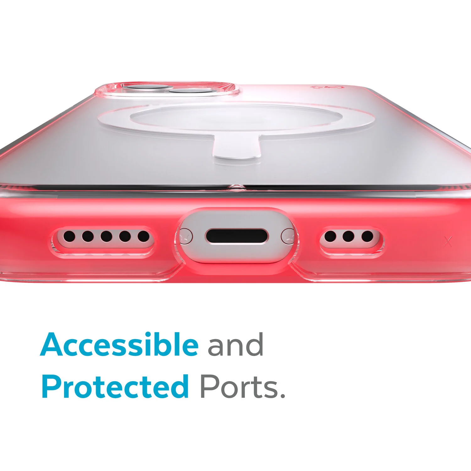 Speck Presidio Perfect Clear Impact Geometry & MagSafe Case iPhone 13 6.1 Red - Image 6