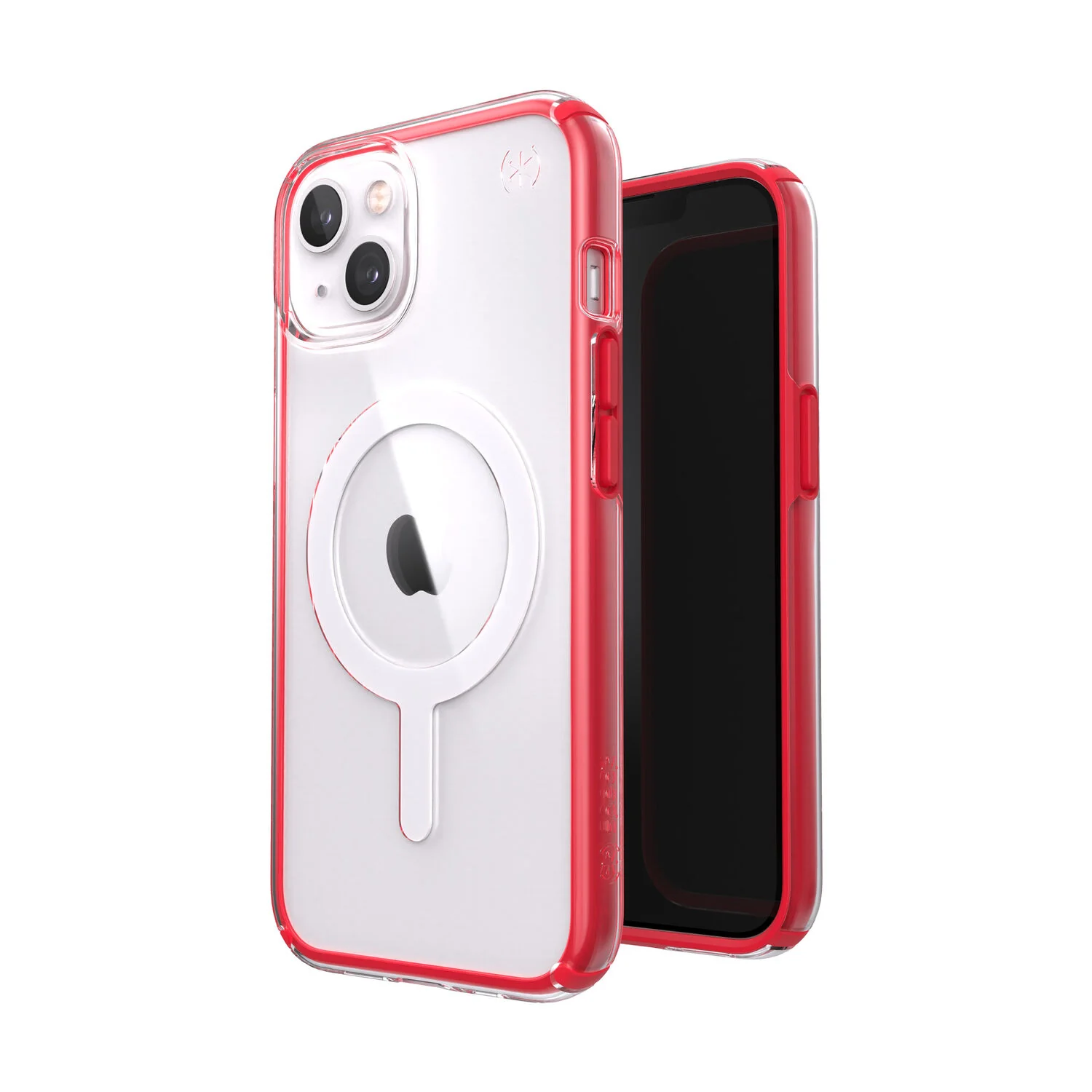 Speck Presidio Perfect Clear Impact Geometry & MagSafe Case iPhone 13 6.1 Red - Image 8