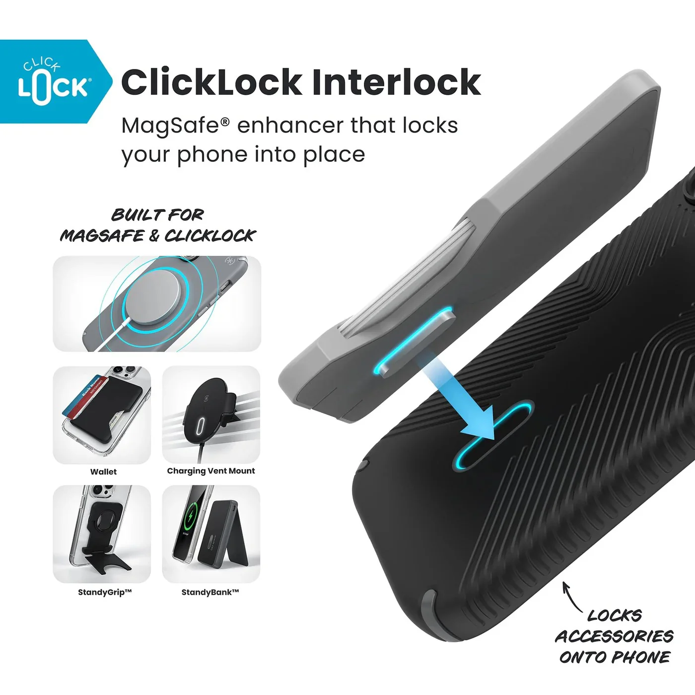 Speck Presidio2 Grip with ClickLock - iPhone 17 Standard - Black/Grey - Image 4