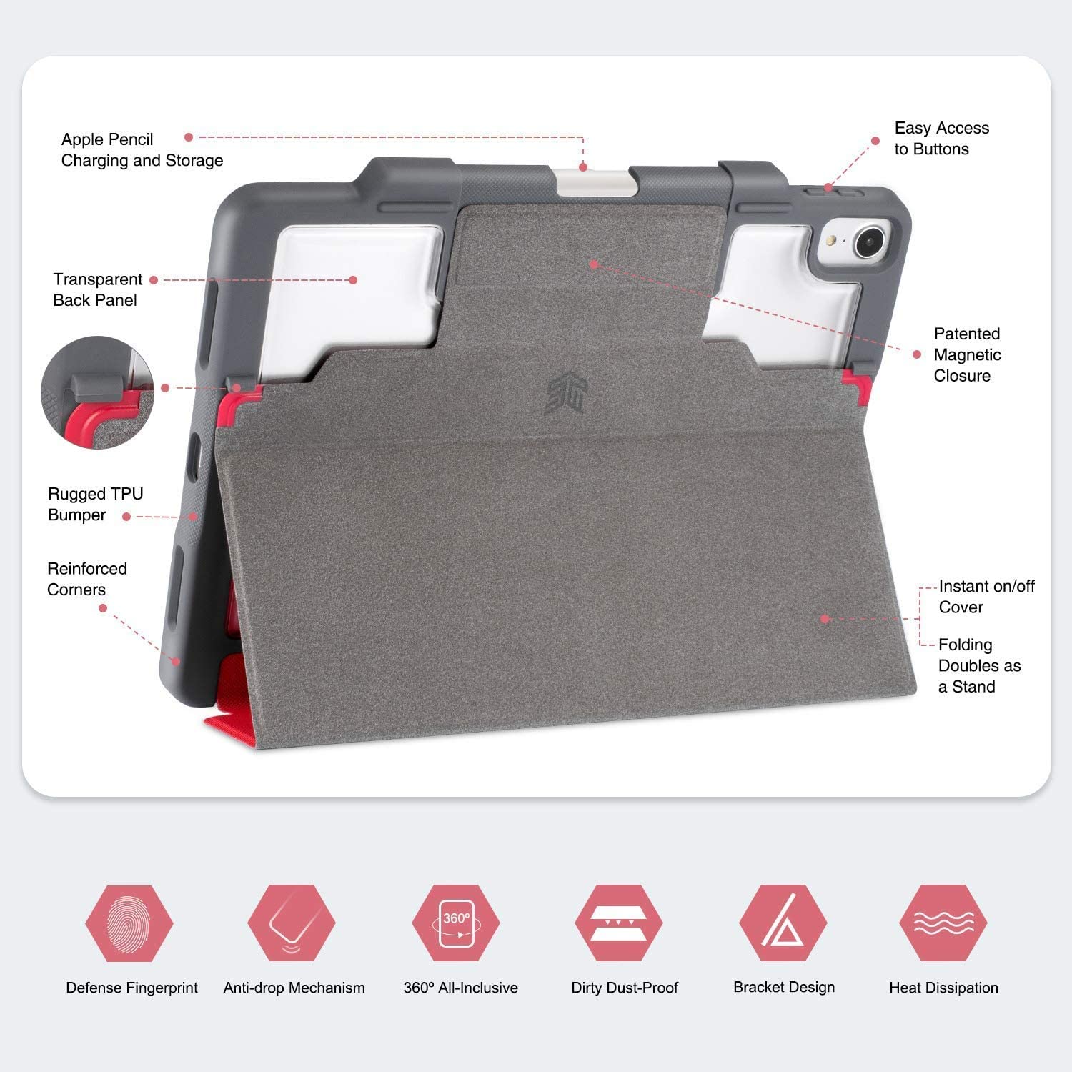 STM Dux Plus Rugged Case For iPad Pro 12.9 3rd Gen 2018 -  Red - Image 3