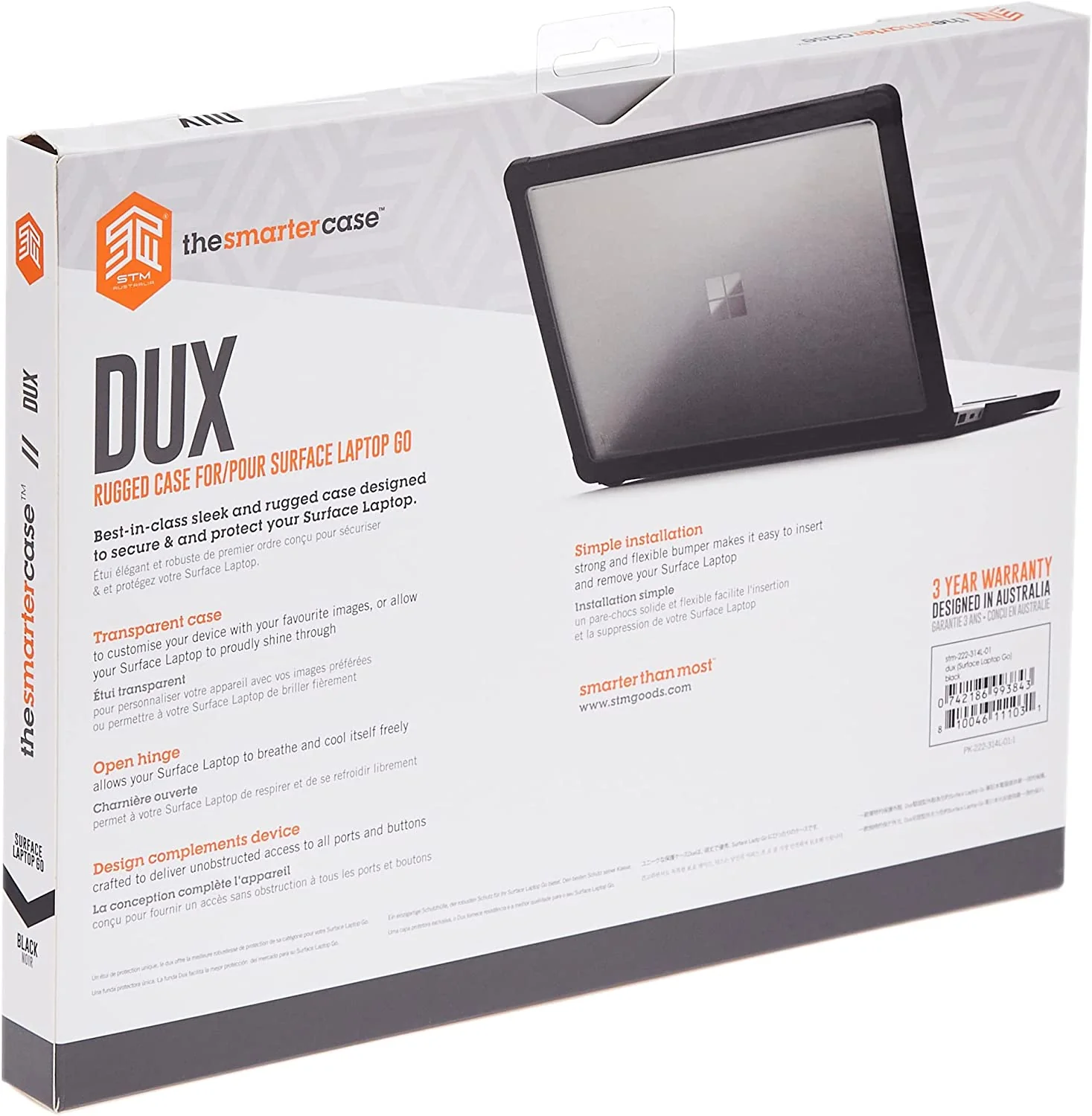 STM DUX Tough Protective Case for Surface Laptop Go 3 / 2 / 1  - Clear Black - Image 5