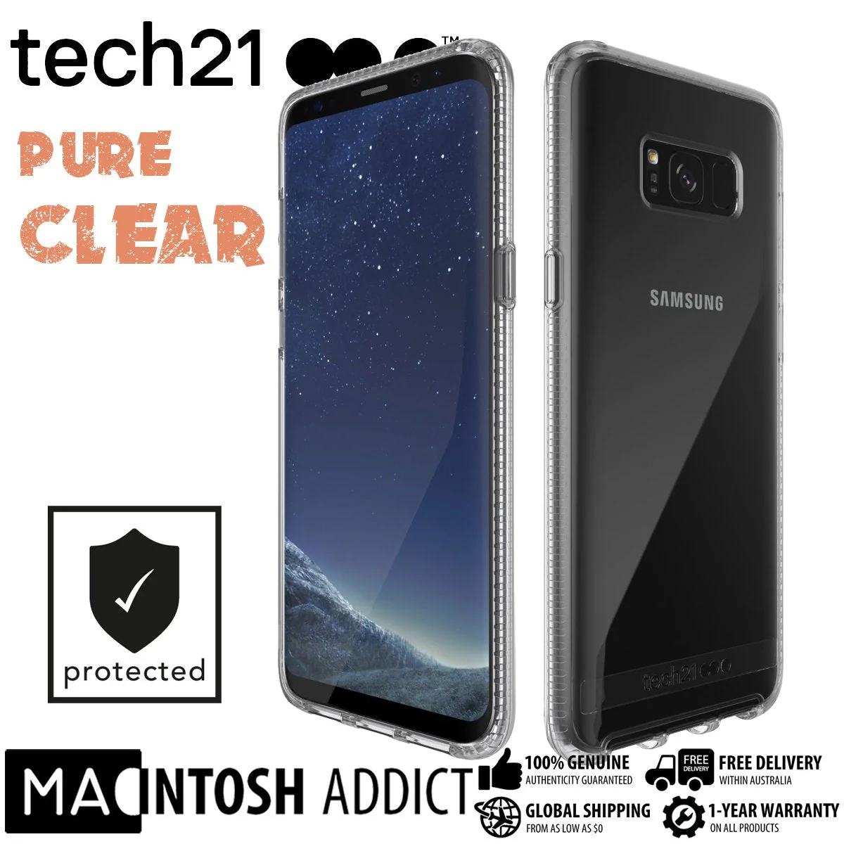 Tech21 Pure Clear Slim Rugged Case For Galaxy S8+ Clear - Image 7