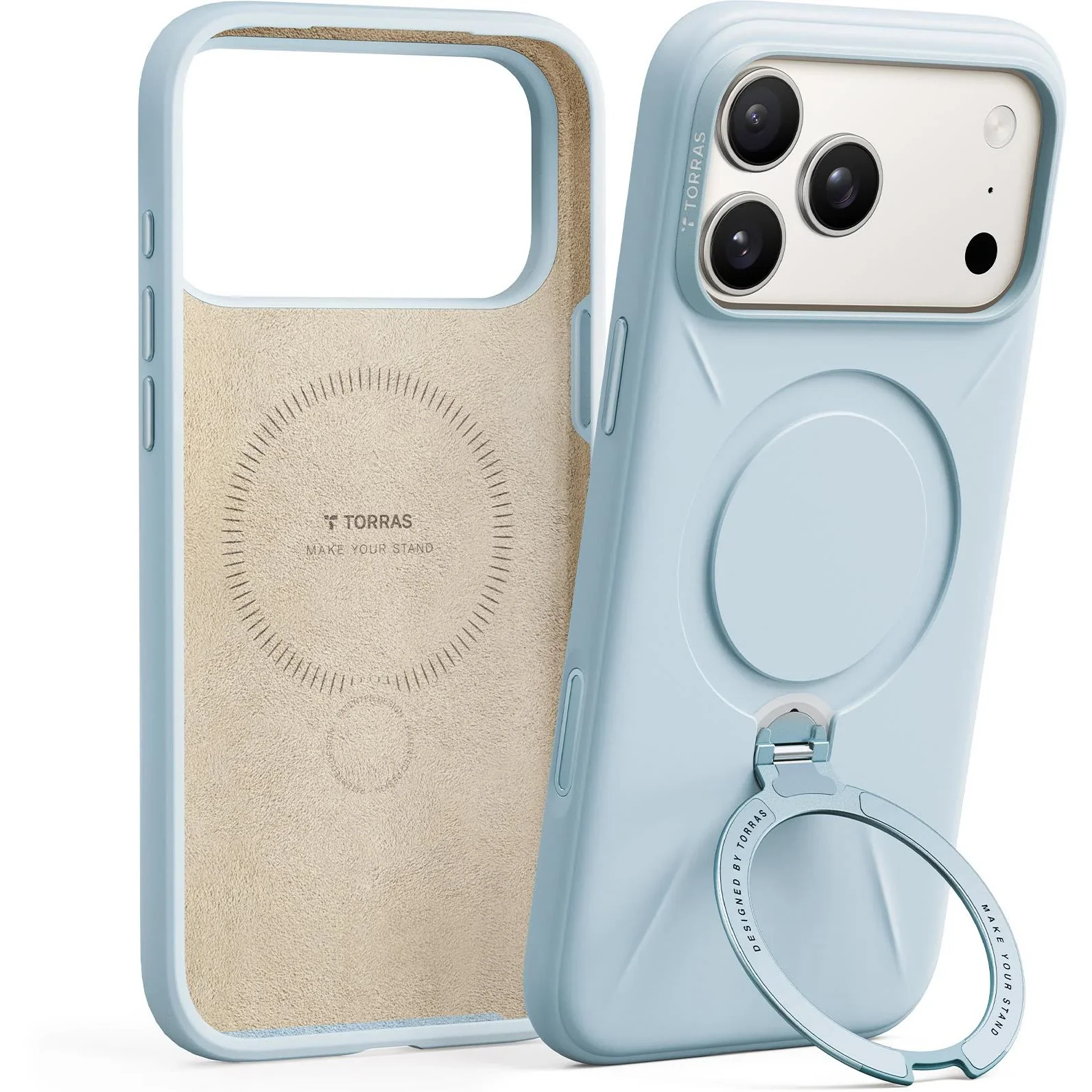 Torras Ostand Silicone MagSafe Case iPhone 17 Pro - Baby Blue - Image 2