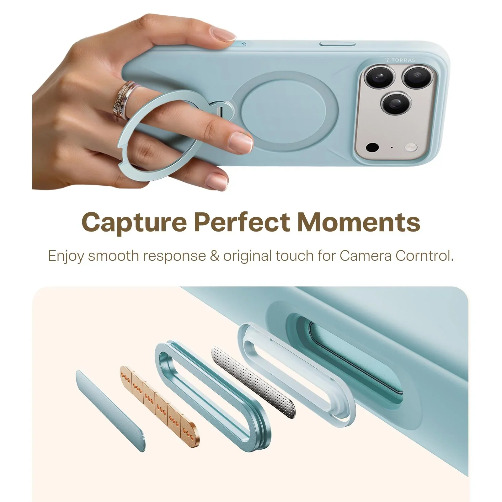 Torras Ostand Silicone MagSafe Case iPhone 17 Pro - Baby Blue - Image 6