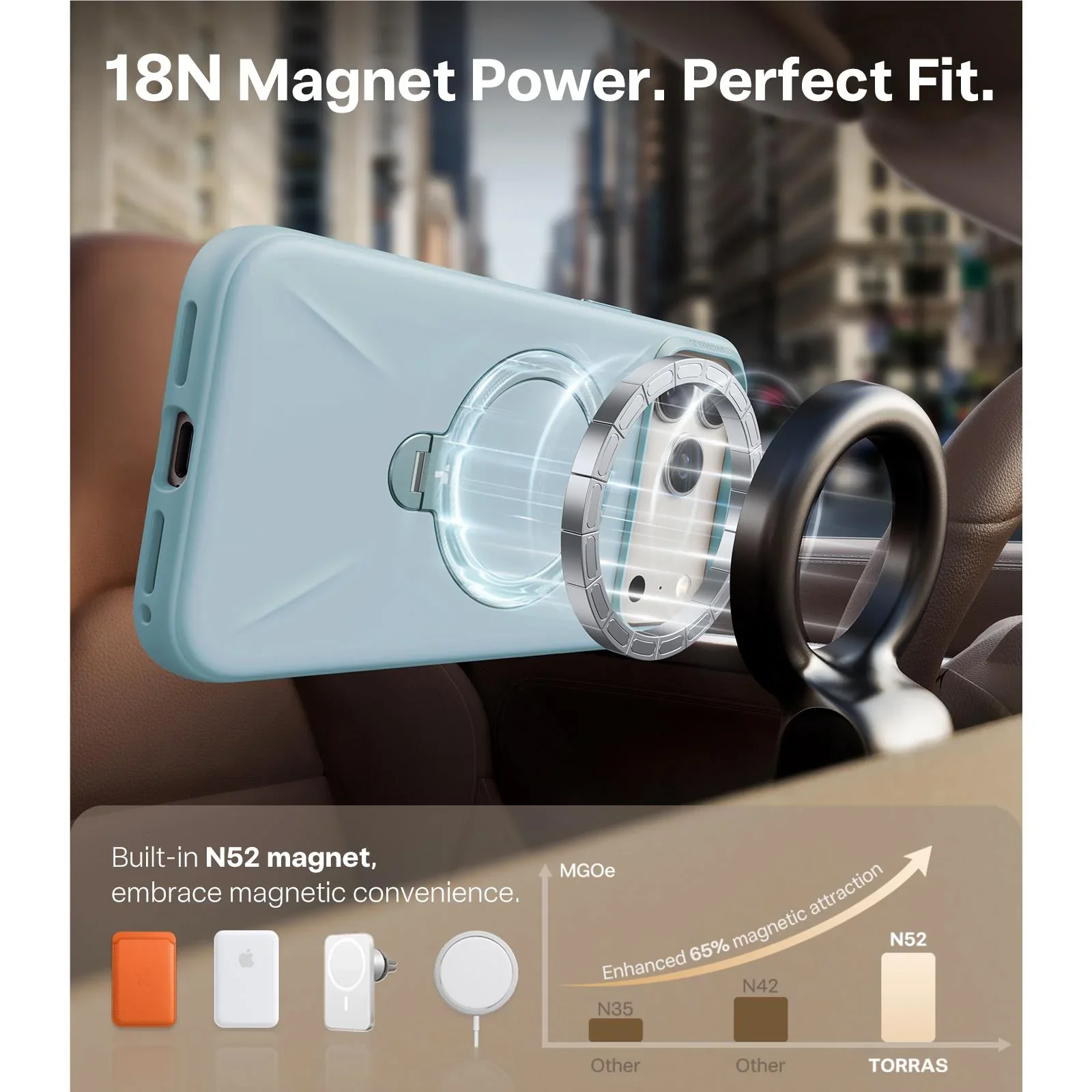 Torras Ostand Silicone MagSafe Case iPhone 17 Pro Max - Baby Blue - Image 4