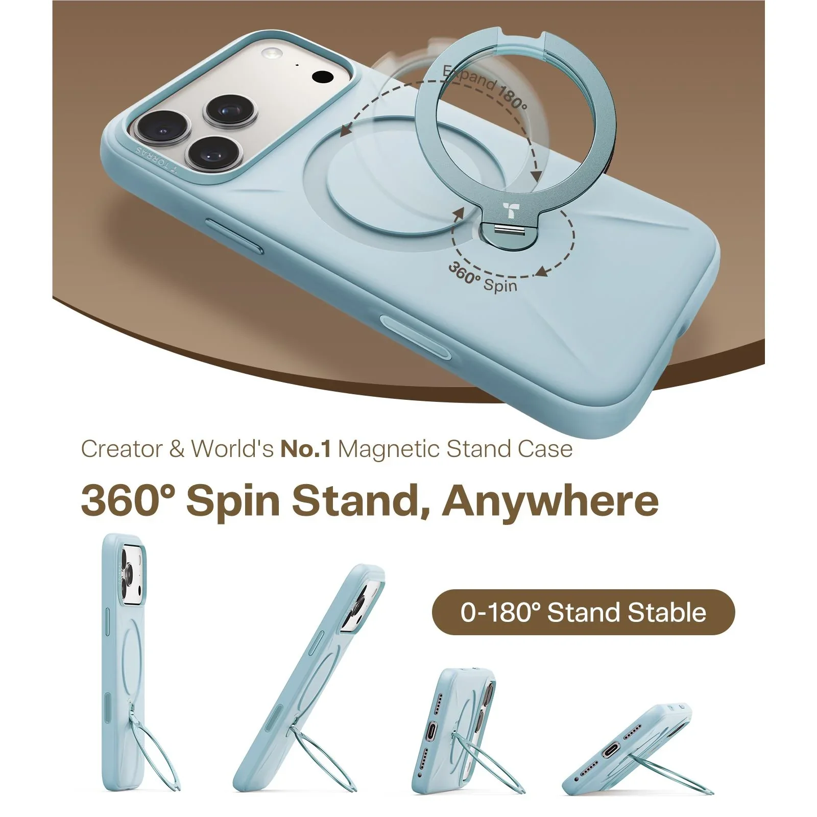 Torras Ostand Silicone MagSafe Case iPhone 17 Pro Max - Baby Blue - Image 5