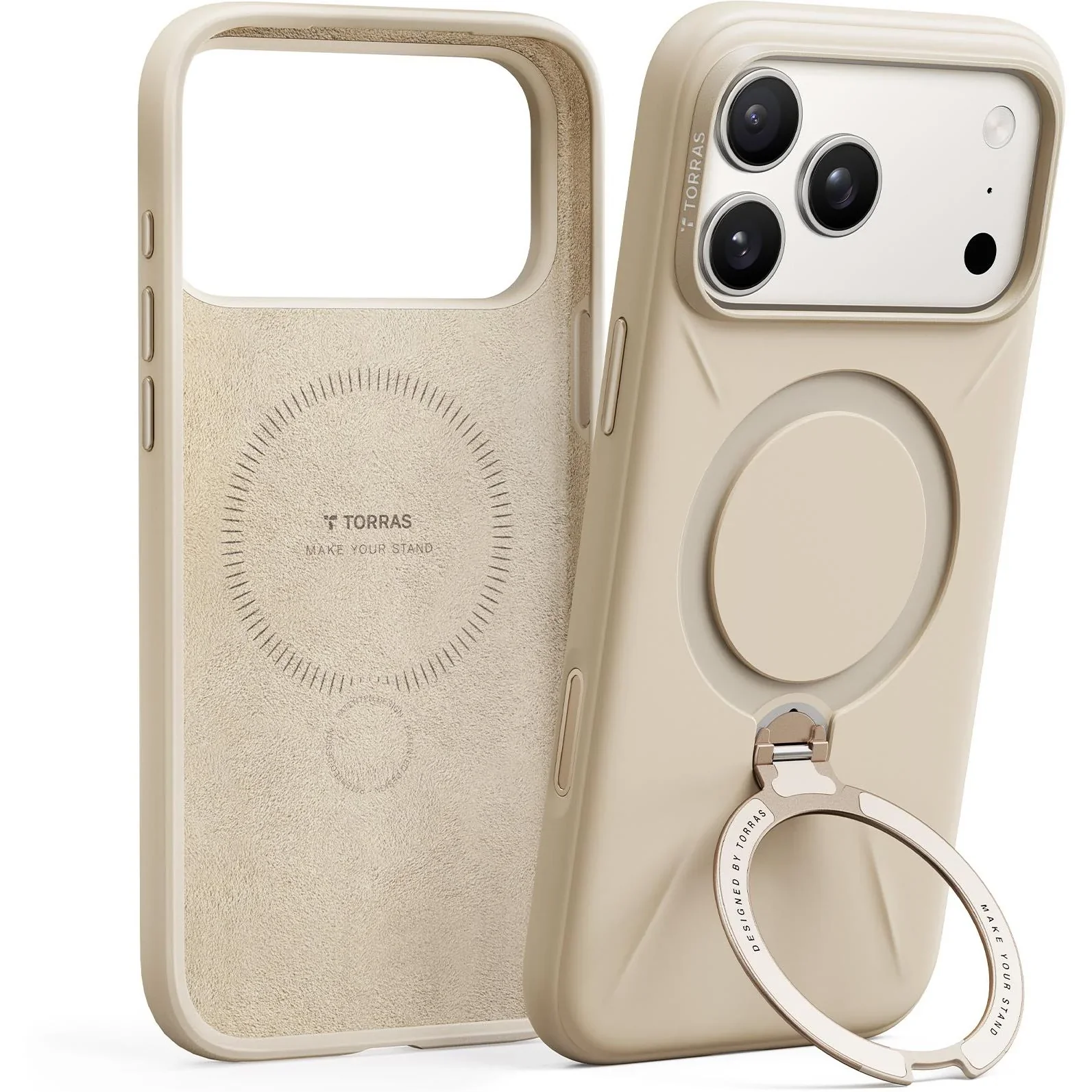 Torras Ostand Silicone MagSafe Case iPhone 17 Pro - Modern Brown - Image 2