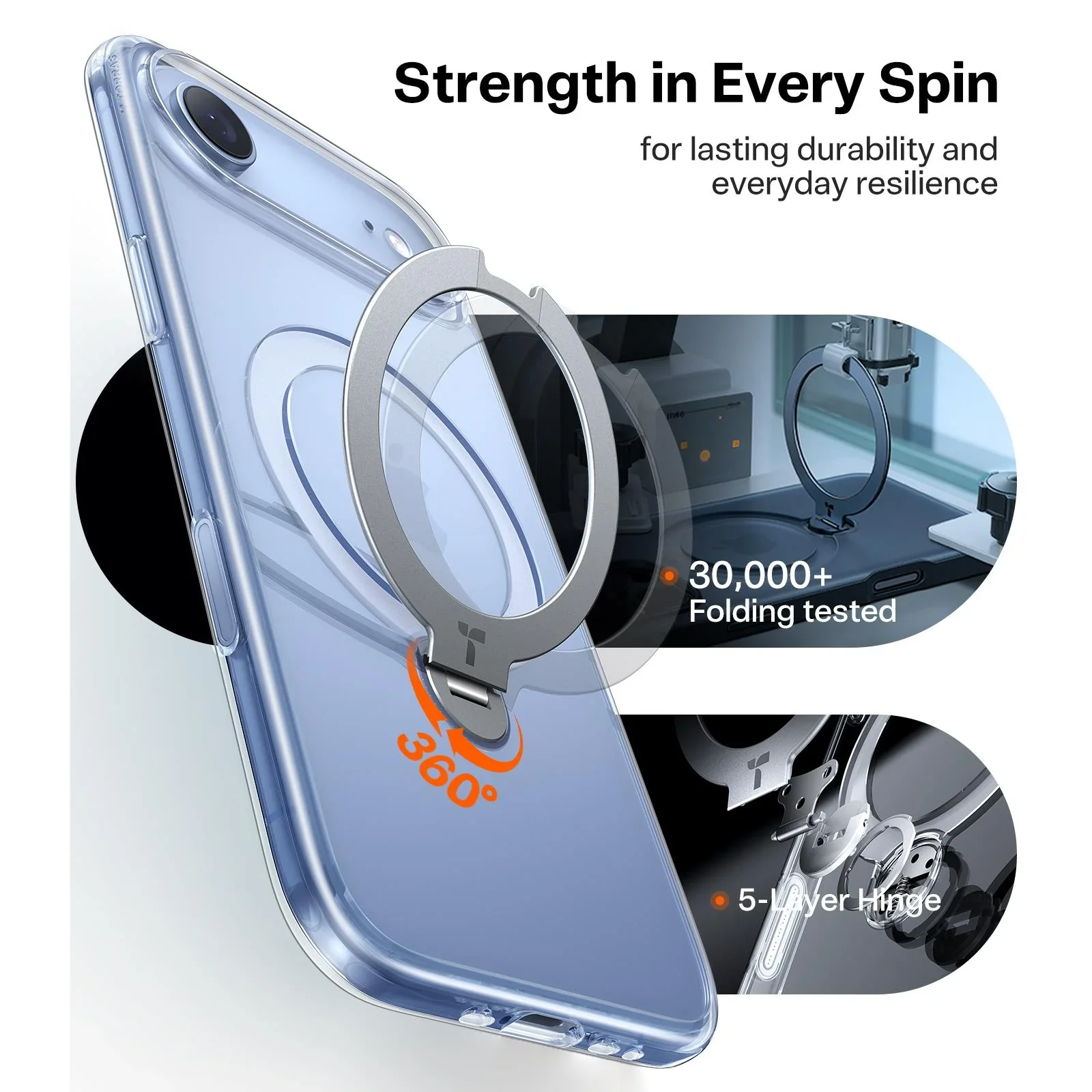 Torras Ostand Spin MagSafe Case iPhone 17 Air - Clear - Image 3