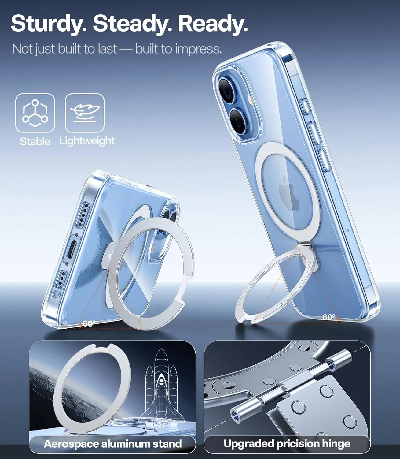 Torras Ostand Spin MagSafe Case iPhone 17 - Clear - Image 3