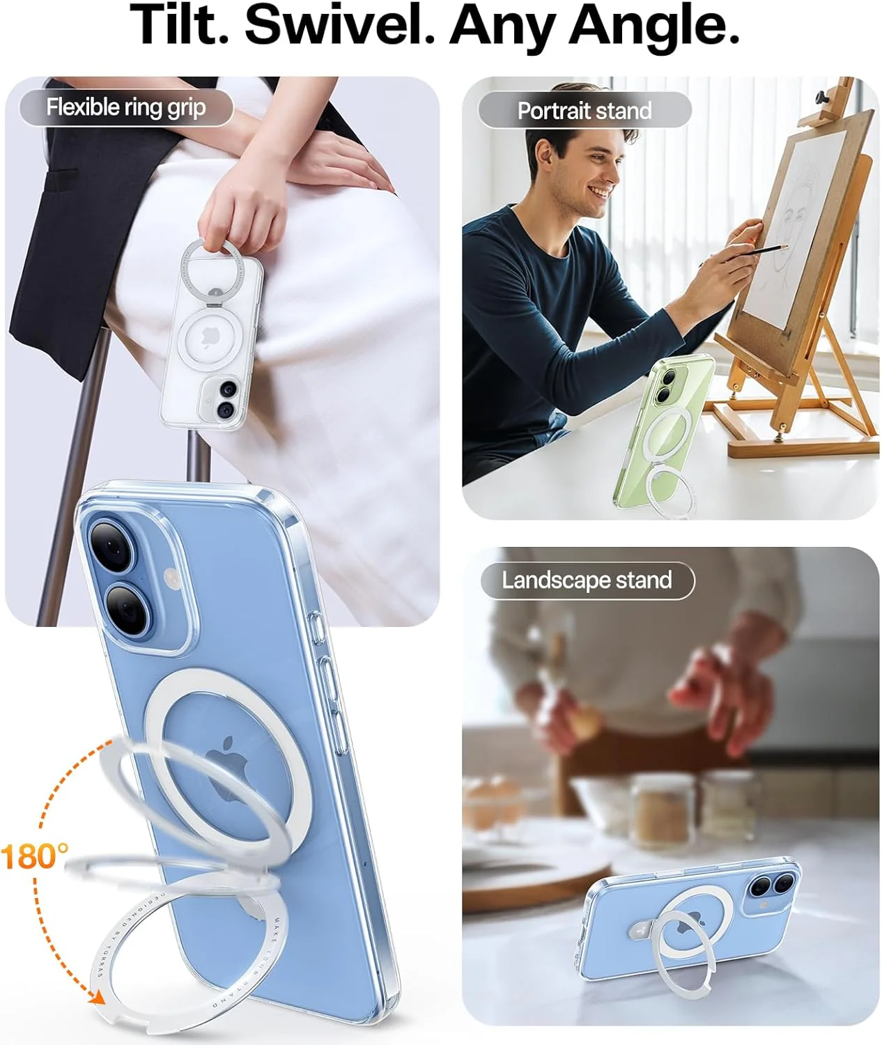 Torras Ostand Spin MagSafe Case iPhone 17 - Clear - Image 4