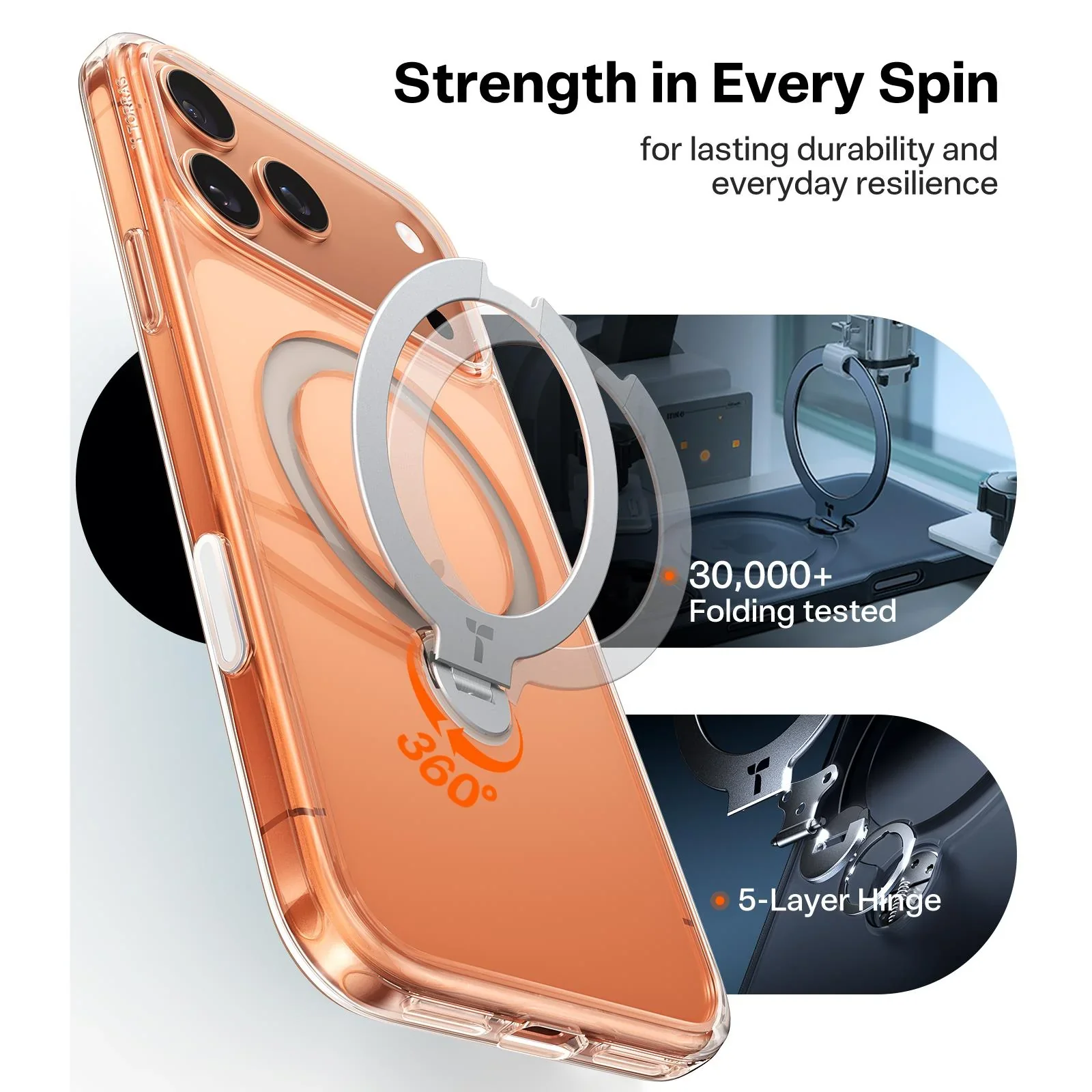 Torras Ostand Spin MagSafe Case iPhone 17 Pro Max - Clear - Image 8