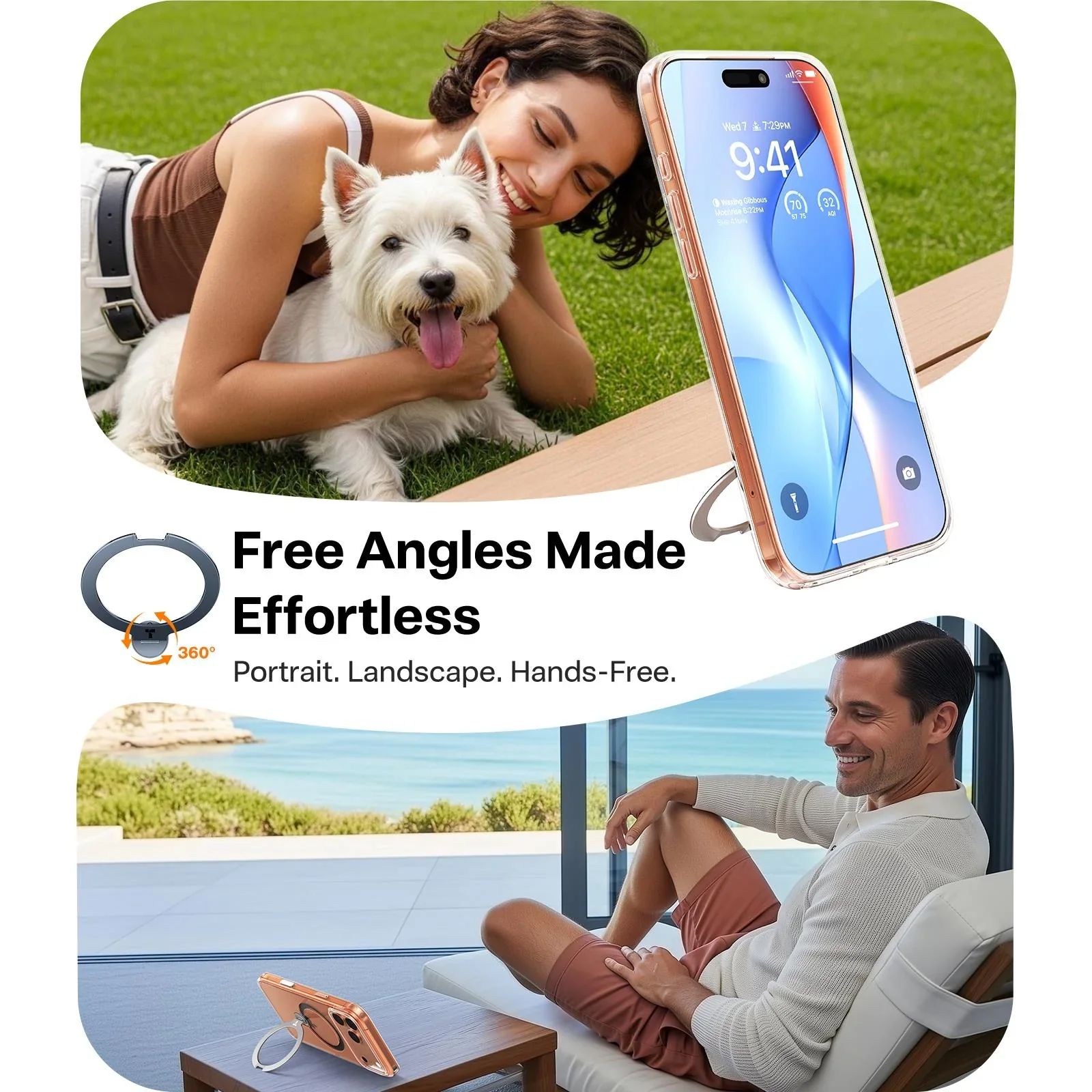 Torras Ostand Spin MagSafe Case iPhone 17 Pro - Clear - Image 6