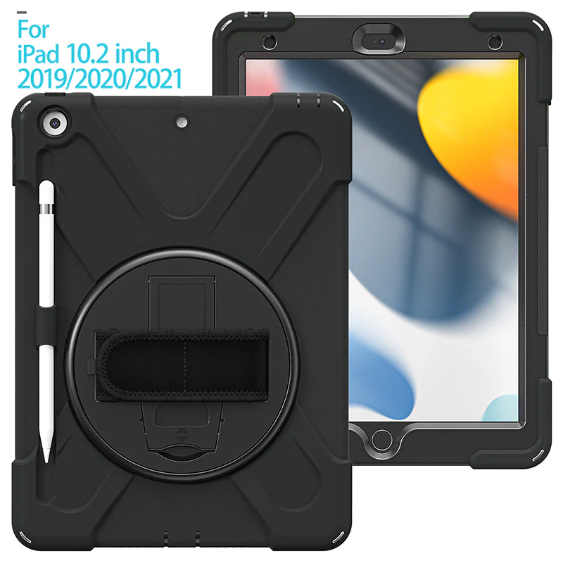 Rugged Protective Case Hand & Shoulder Strap iPad 9th & 8th & 7th Gen 10.2 inch - Black - Image 10