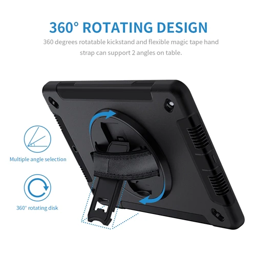 Rugged Protective Case Hand & Shoulder Strap iPad 9th & 8th & 7th Gen 10.2 inch - Black - Image 3