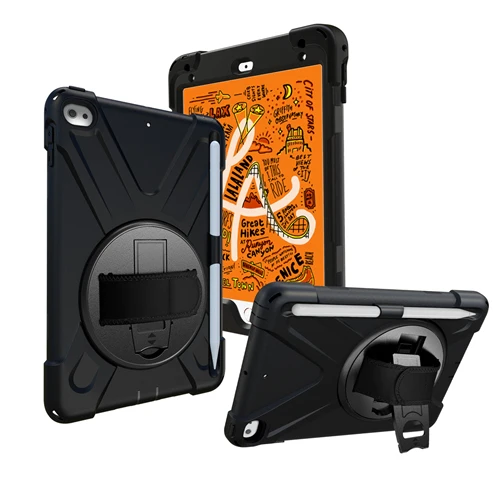 Rugged Protective Case Screen Guard, Hand & Shoulder Strap iPad Mini 5 & 4 - Black - Image 4