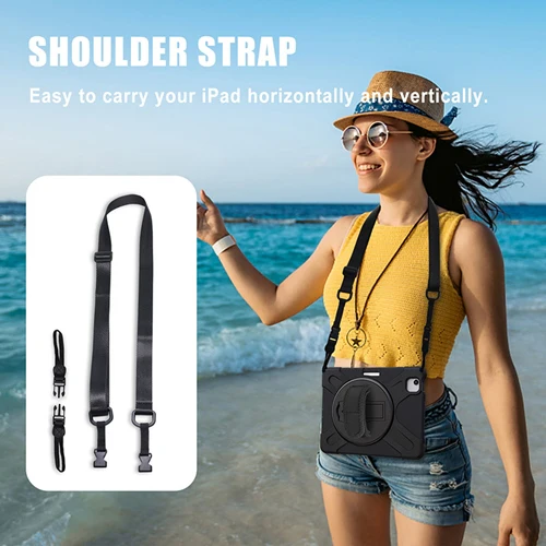 Rugged Case with Hand & Shoulder Strap iPad Pro 11 4th 3rd 2nd 1st Gen - Black - Image 3