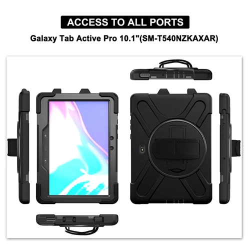 Rugged Case Hand & Shoulder Strap Samsung Tab Active4 Pro 10.1 - Black - Image 3