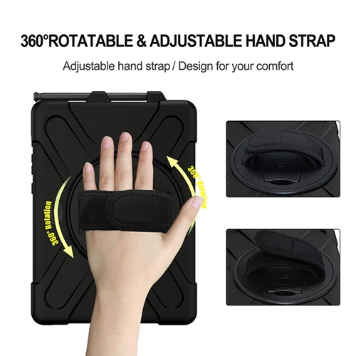 Rugged Case Hand & Shoulder Strap Samsung Tab Active4 Pro 10.1 - Black - Image 6