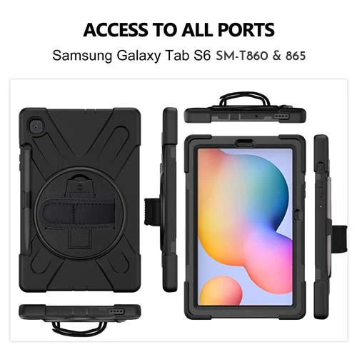 Rugged Case Hand & Shoulder Strap Samsung Tab S6 10.5 T860 - Black - Image 14