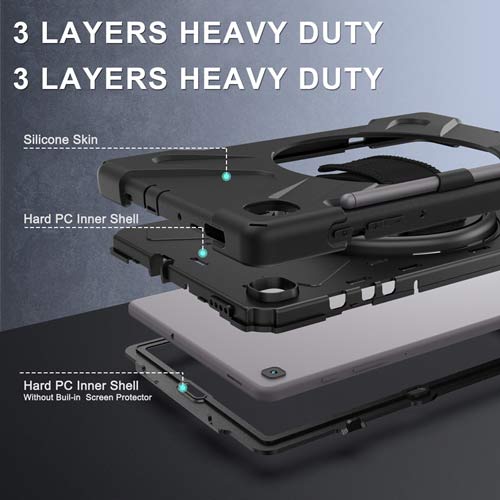 Rugged Case Hand & Shoulder Strap Samsung Tab S6 10.5 T860 - Black - Image 6