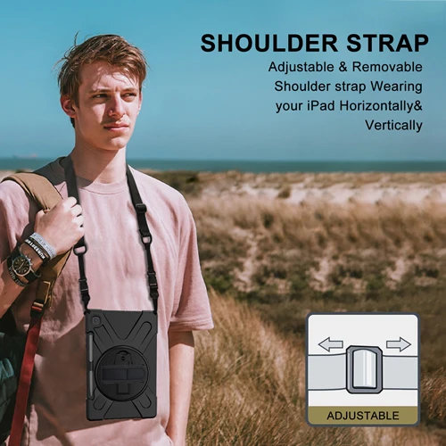 Rugged Case Hand & Shoulder Strap Samsung Tab S6 10.5 T860 - Black - Image 9