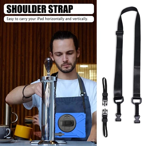 Rugged Case Hand & Shoulder Strap Samsung Tab S8 & S7 - Black - Image 4