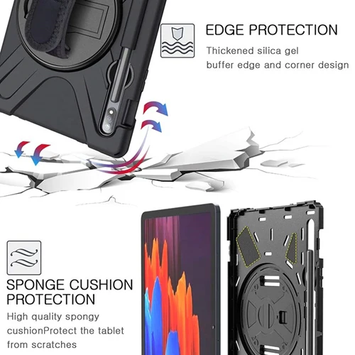 Rugged Case Hand & Shoulder Strap Samsung Tab S8 & S7 - Black - Image 7