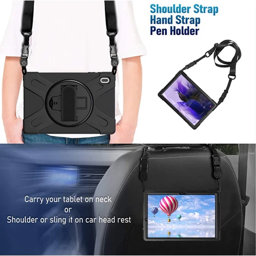 Rugged Case Hand & Shoulder Strap Galaxy Tab S7 FE 2021 12.4 SM-T730 T733 T736 - Image 2