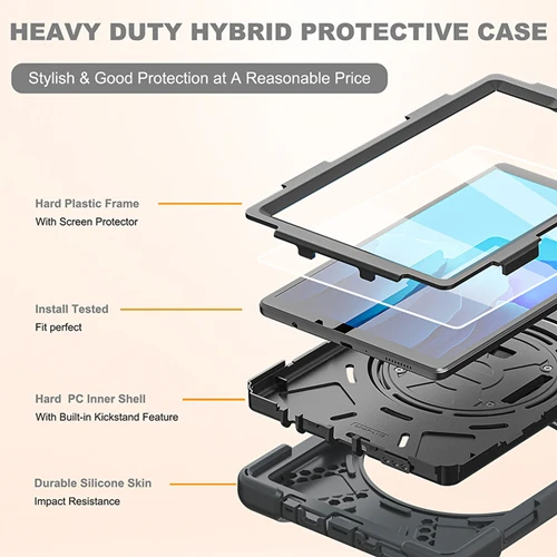 Rugged Case Hand & Shoulder Strap Galaxy Tab S7 FE 2021 12.4 SM-T730 T733 T736 - Image 4