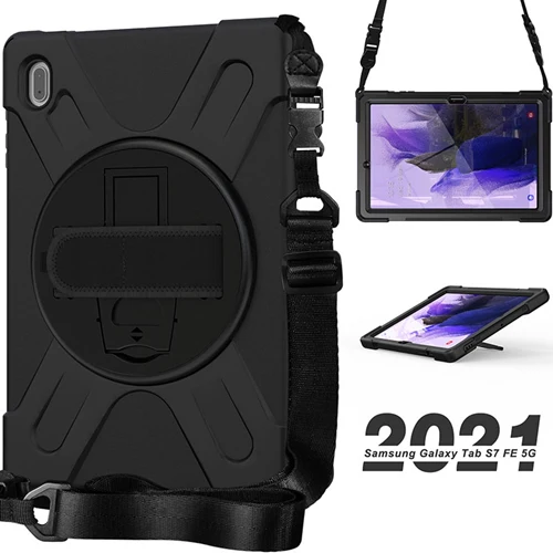 Rugged Case Hand & Shoulder Strap Galaxy Tab S7 FE 2021 12.4 SM-T730 T733 T736 - Image 7