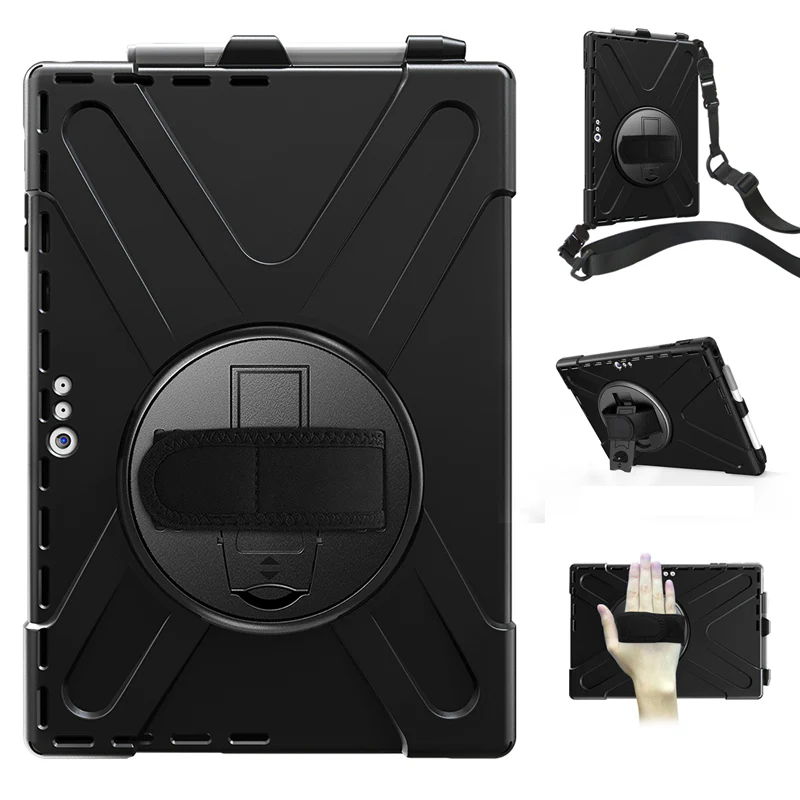 Rugged Case Hand & Shoulder Strap Microsoft Surface Pro 7+ / 7 / 6 / 5 / 4 - Black - Image 7
