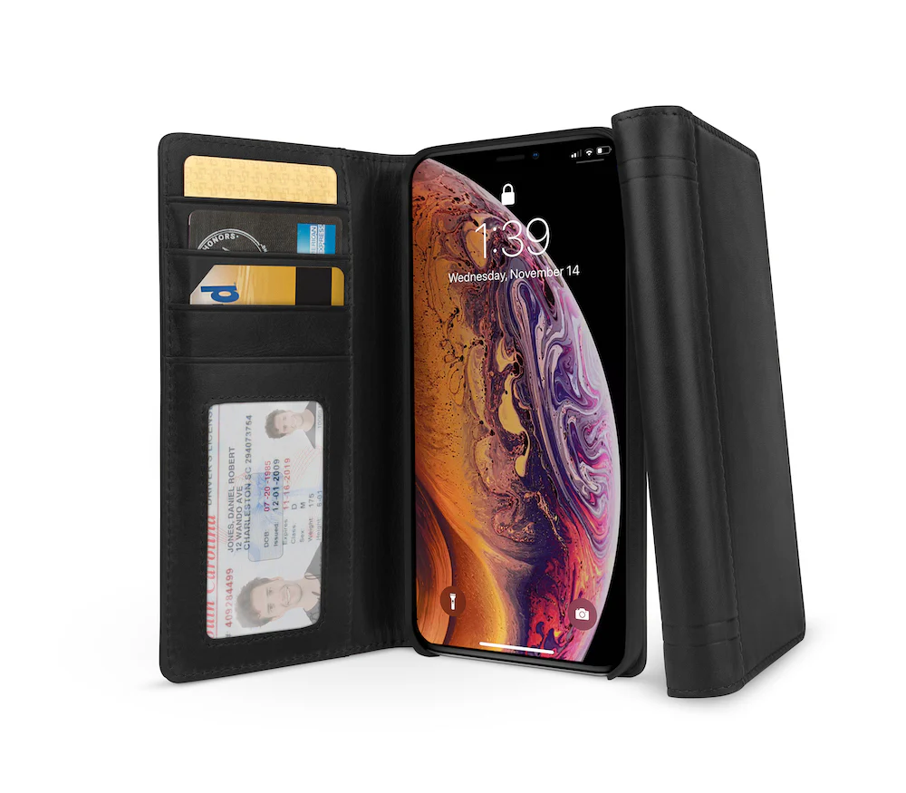 Twelve South Journal Full-Grain Leather Folio Wallet Case  iPhone XS Max - Black - Image 2
