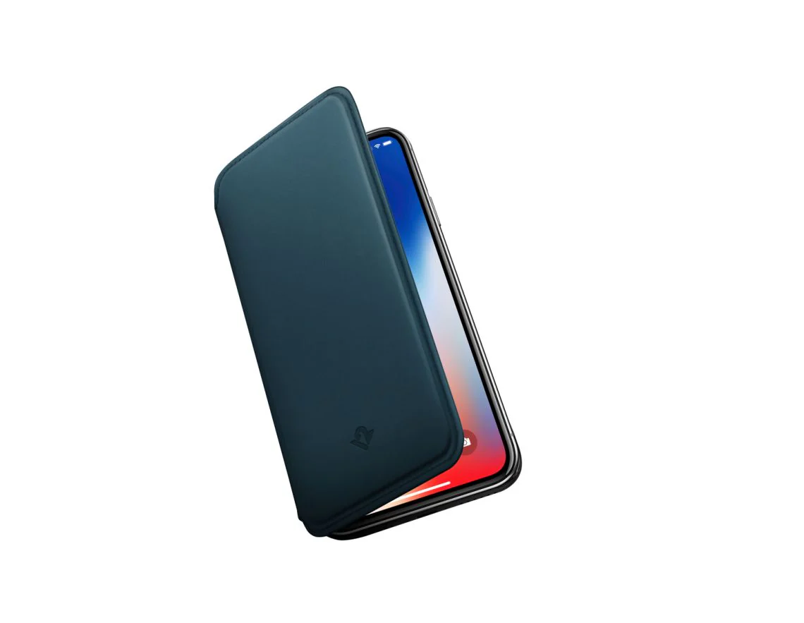 Twelve South SurfacePad Leather Wallet Cover iPhone XS / X - Blue (BONUS Screen Protector!!) - Image 2