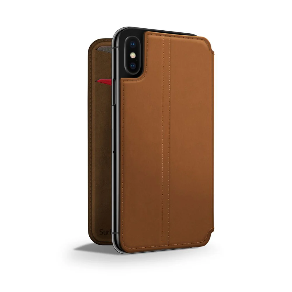 Twelve South SurfacePad Leather Wallet Cover iPhone XS / X - Tan (BONUS Screen Protector!!) - Image 2