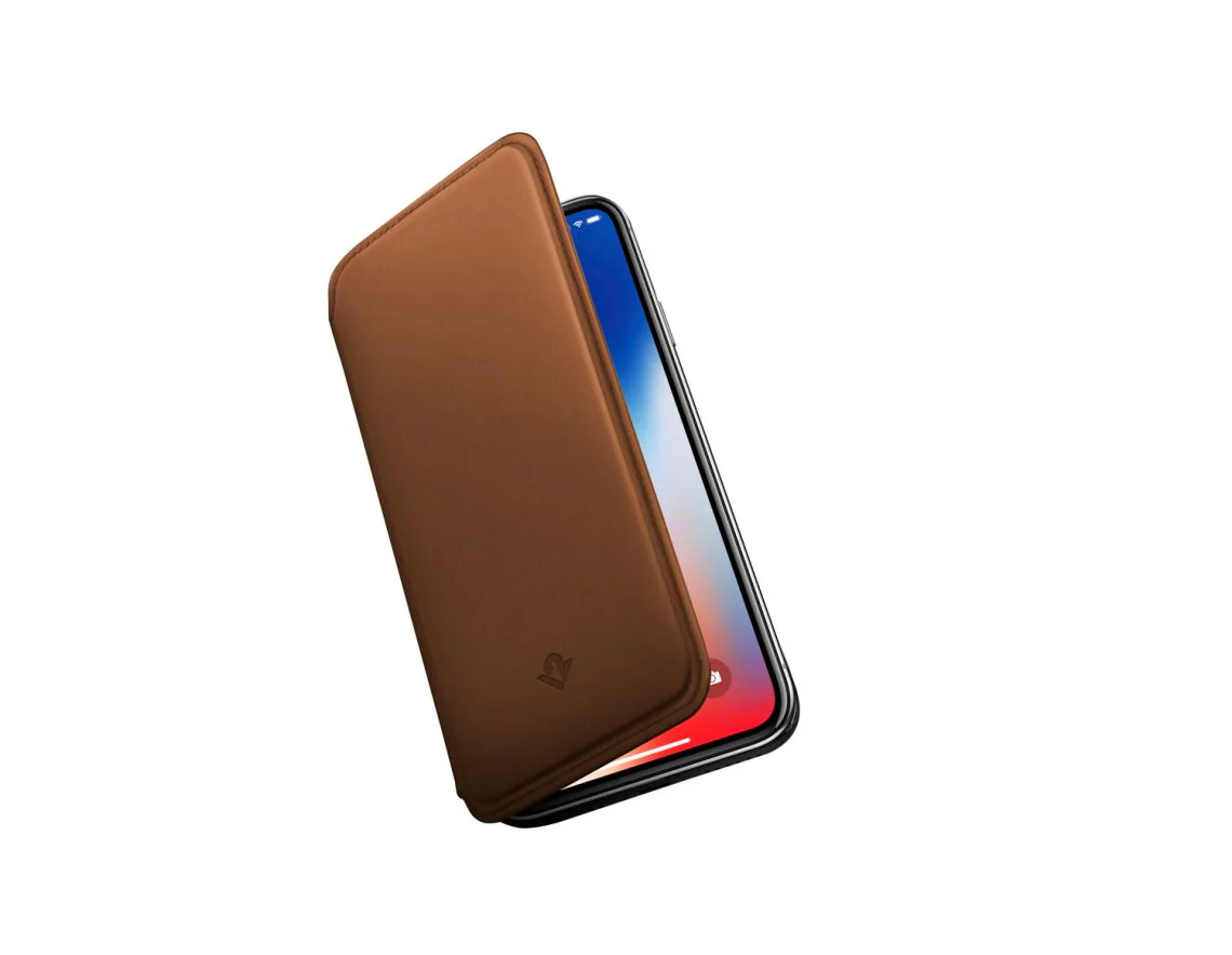 Twelve South SurfacePad Leather Wallet Cover iPhone XS / X - Tan (BONUS Screen Protector!!) - Image 3