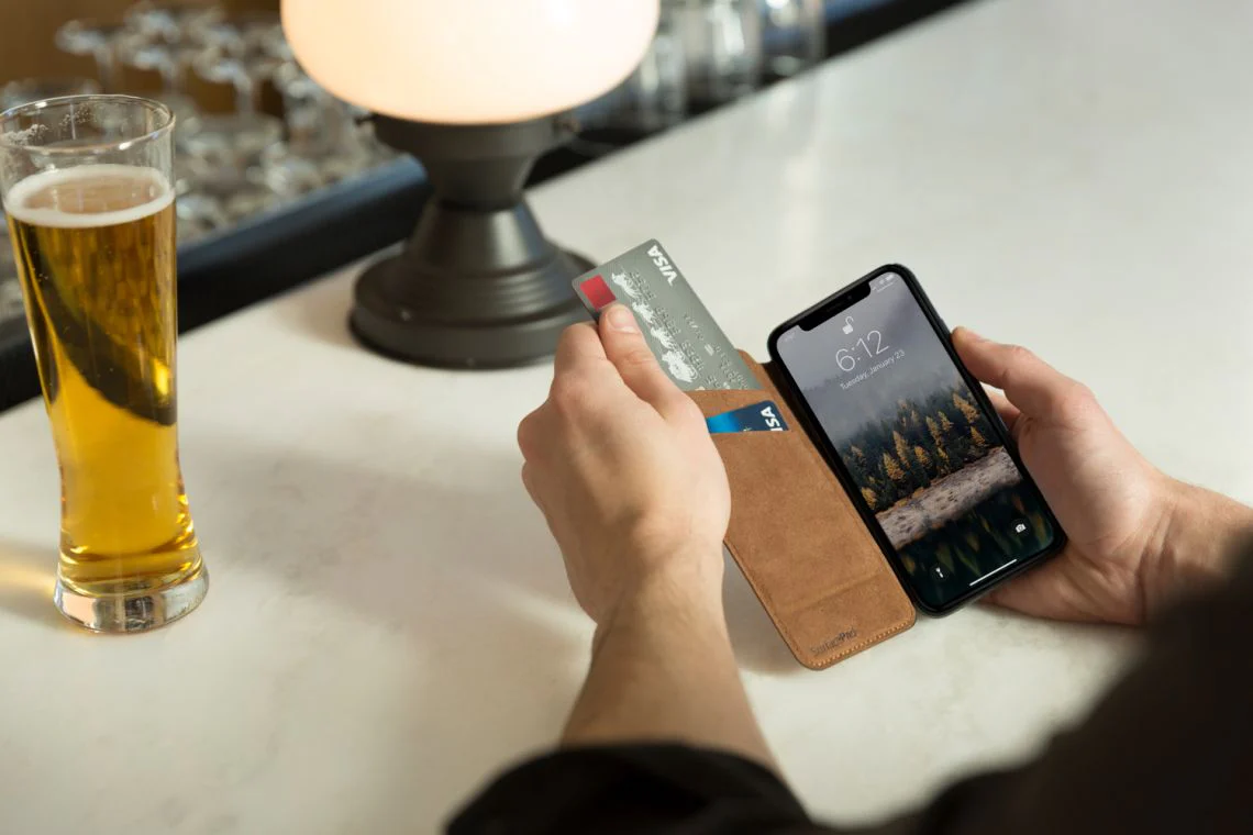 Twelve South SurfacePad Leather Wallet Cover iPhone XS / X - Tan (BONUS Screen Protector!!) - Image 5