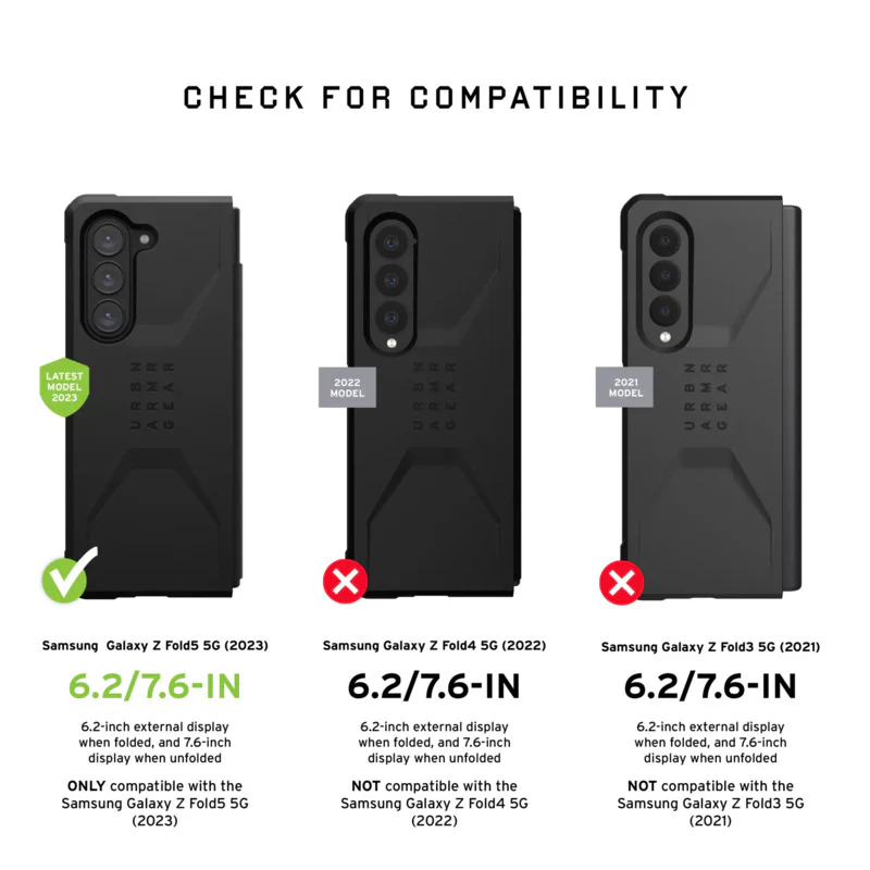 UAG Civilian Case for Samsung Galaxy Z Fold 5 (2023) - Black - Image 10