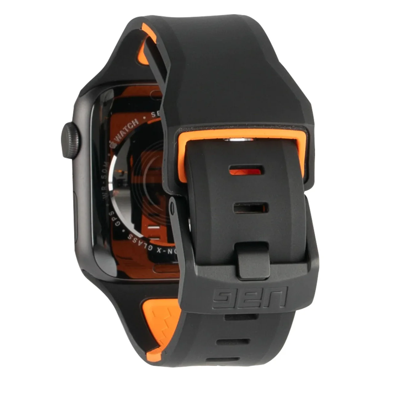 UAG Civilian Silicone Strap for 42/44/45/46/49mm Apple Watch - Black / Orange - Image 2