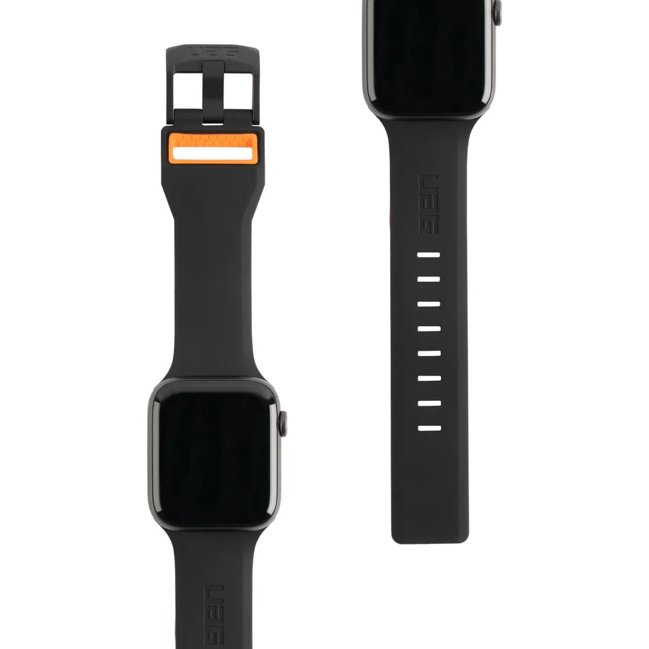 UAG Civilian Silicone Strap for 42/44/45/46/49mm Apple Watch - Black / Orange - Image 3